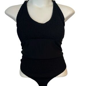 Joe Boxer Black Textured Plus size one piece swimsuit wood bead New size 2X